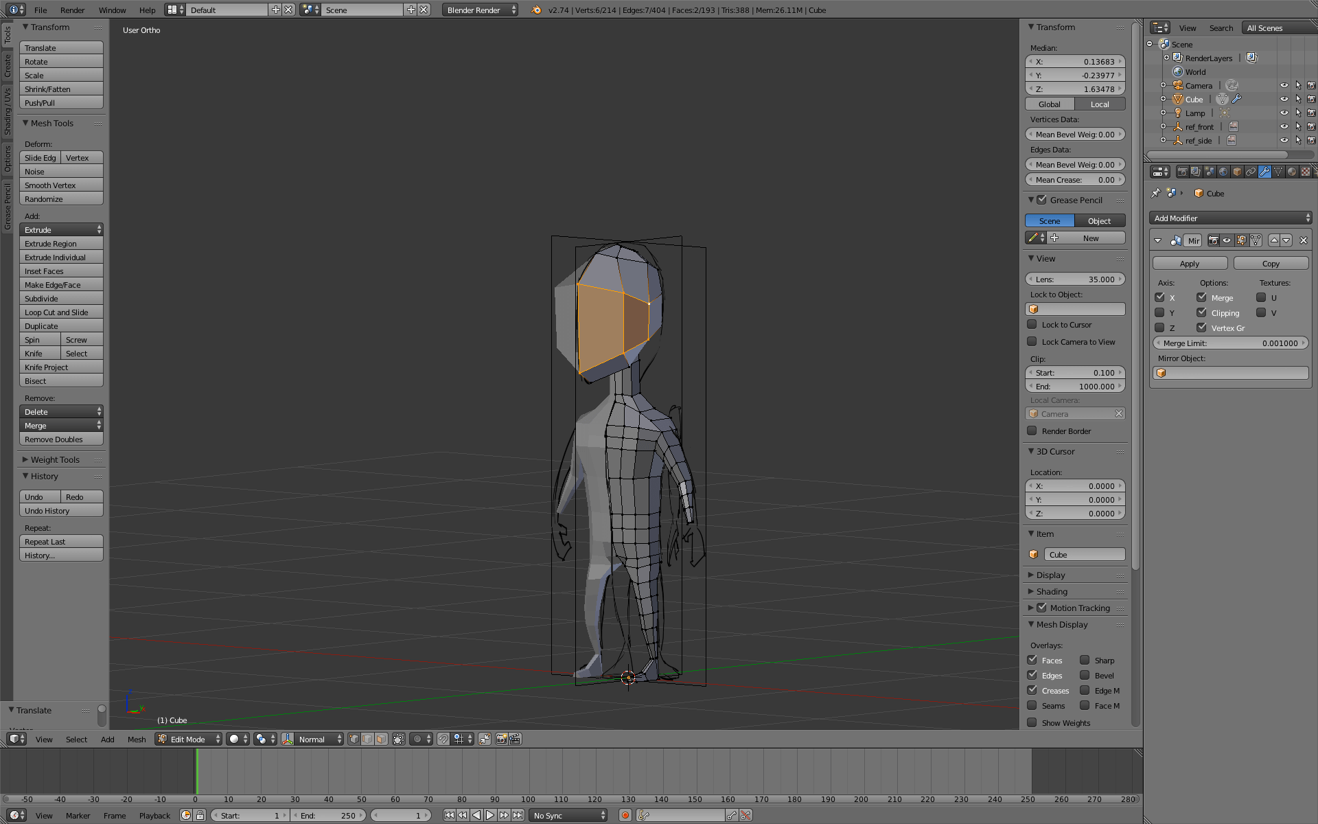 learning to model a symple character in Blender